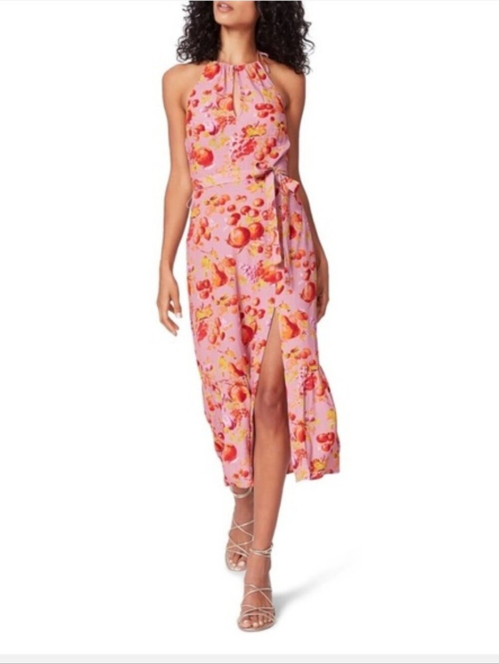 Paige Jade Dress Floral Halter Midi Dress with Side Slit